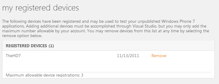 My registered devices