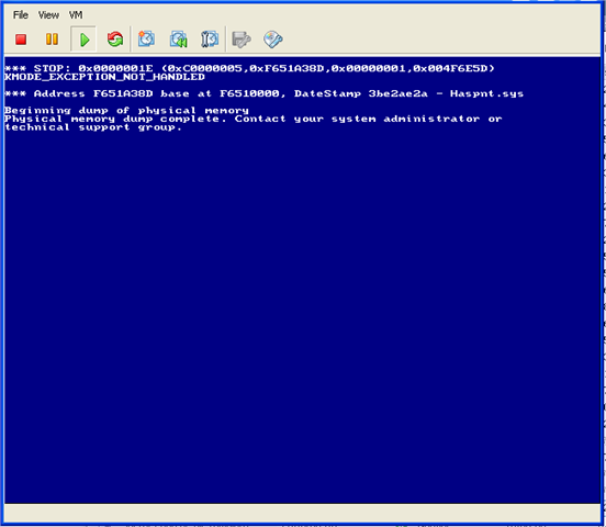 BSOD on a VM