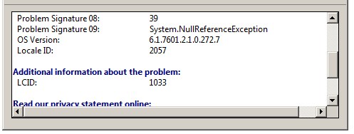 Further Error Details