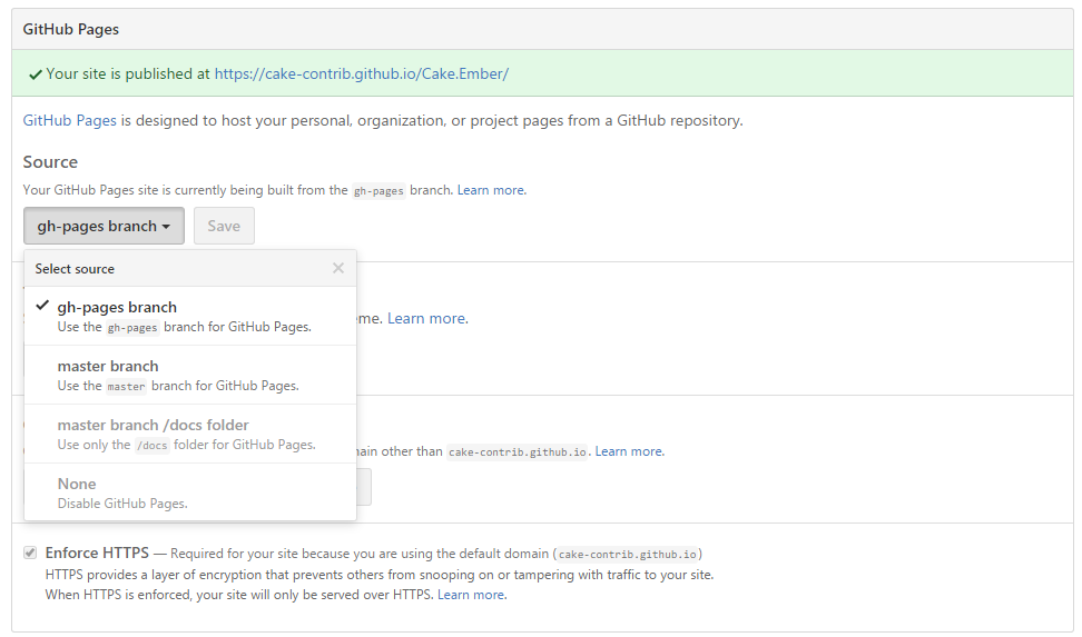 gh-pages configuration