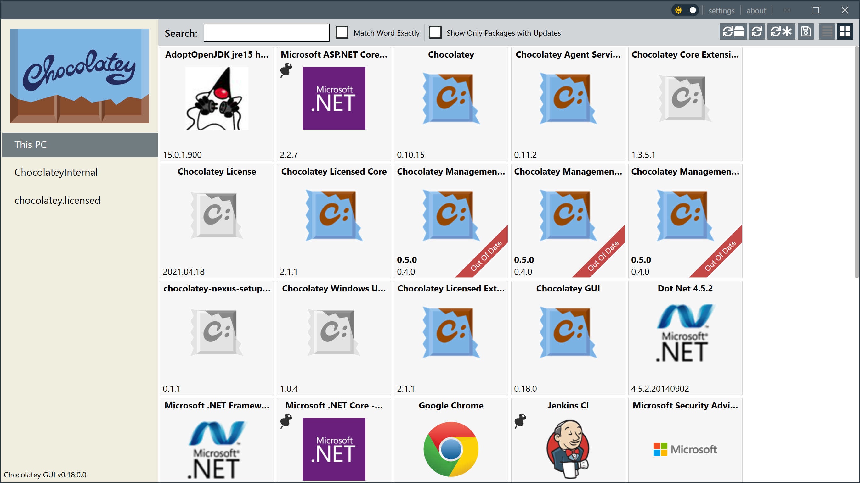 Chocolatey GUI Version 0.18.0